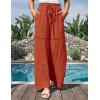imageGRACE KARIN Womens Summer Palazzo Pants Vacation Outfits High Waisted Hollow Out Wide Leg Trouser with PocketsRust Red
