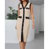 imageGRACE KARIN Womens Summer Sleeveless Midi Dresses Casual Knit V Neck Button Elegant Bodycon Work Dress with PocketsApricot