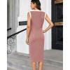 imageGRACE KARIN Womens Summer Sleeveless Midi Dresses Casual Knit V Neck Button Elegant Bodycon Work Dress with PocketsLight Pink
