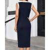 imageGRACE KARIN Womens Summer Sleeveless Midi Dresses Casual Knit V Neck Button Elegant Bodycon Work Dress with PocketsNavy Blue
