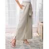 imageGRACE KARIN Womens Summer Wide Leg Pants High Waisted Palazzo Pants Caual Flowy Beach Trousers with PocketsApricot