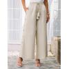 imageGRACE KARIN Womens Summer Wide Leg Pants High Waisted Palazzo Pants Caual Flowy Beach Trousers with PocketsApricot