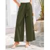 imageGRACE KARIN Womens Summer Wide Leg Pants High Waisted Palazzo Pants Caual Flowy Beach Trousers with PocketsArmy Green