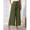 imageGRACE KARIN Womens Summer Wide Leg Pants High Waisted Palazzo Pants Caual Flowy Beach Trousers with PocketsArmy Green