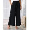 imageGRACE KARIN Womens Summer Wide Leg Pants High Waisted Palazzo Pants Caual Flowy Beach Trousers with PocketsBlack