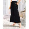 imageGRACE KARIN Womens Summer Wide Leg Pants High Waisted Palazzo Pants Caual Flowy Beach Trousers with PocketsBlack
