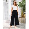imageGRACE KARIN Womens Summer Wide Leg Pants High Waisted Palazzo Pants Caual Flowy Beach Trousers with PocketsBlack