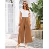 imageGRACE KARIN Womens Summer Wide Leg Pants High Waisted Palazzo Pants Caual Flowy Beach Trousers with PocketsBrown
