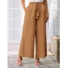 imageGRACE KARIN Womens Summer Wide Leg Pants High Waisted Palazzo Pants Caual Flowy Beach Trousers with PocketsBrown
