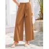 imageGRACE KARIN Womens Summer Wide Leg Pants High Waisted Palazzo Pants Caual Flowy Beach Trousers with PocketsBrown