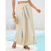 imageGRACE KARIN Womens Wide Leg Pants High Waisted Palazzo Beach Pants Tie Knot Summer Caual Split Flowy Trousers with PocketsApricot