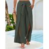 imageGRACE KARIN Womens Wide Leg Pants High Waisted Palazzo Beach Pants Tie Knot Summer Caual Split Flowy Trousers with PocketsArmy Green