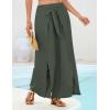 imageGRACE KARIN Womens Wide Leg Pants High Waisted Palazzo Beach Pants Tie Knot Summer Caual Split Flowy Trousers with PocketsArmy Green