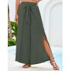 imageGRACE KARIN Womens Wide Leg Pants High Waisted Palazzo Beach Pants Tie Knot Summer Caual Split Flowy Trousers with PocketsArmy Green