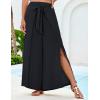 imageGRACE KARIN Womens Wide Leg Pants High Waisted Palazzo Beach Pants Tie Knot Summer Caual Split Flowy Trousers with PocketsBlack