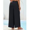 imageGRACE KARIN Womens Wide Leg Pants High Waisted Palazzo Beach Pants Tie Knot Summer Caual Split Flowy Trousers with PocketsBlack