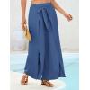 imageGRACE KARIN Womens Wide Leg Pants High Waisted Palazzo Beach Pants Tie Knot Summer Caual Split Flowy Trousers with PocketsBlue