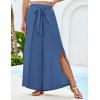 imageGRACE KARIN Womens Wide Leg Pants High Waisted Palazzo Beach Pants Tie Knot Summer Caual Split Flowy Trousers with PocketsBlue