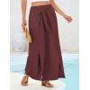 imageGRACE KARIN Womens Wide Leg Pants High Waisted Palazzo Beach Pants Tie Knot Summer Caual Split Flowy Trousers with PocketsDark Brown