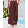 imageGRACE KARIN Womens Wide Leg Pants High Waisted Palazzo Beach Pants Tie Knot Summer Caual Split Flowy Trousers with PocketsDark Brown