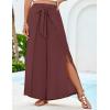 imageGRACE KARIN Womens Wide Leg Pants High Waisted Palazzo Beach Pants Tie Knot Summer Caual Split Flowy Trousers with PocketsDark Brown