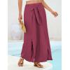 imageGRACE KARIN Womens Wide Leg Pants High Waisted Palazzo Beach Pants Tie Knot Summer Caual Split Flowy Trousers with PocketsPurplish Red