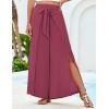 imageGRACE KARIN Womens Wide Leg Pants High Waisted Palazzo Beach Pants Tie Knot Summer Caual Split Flowy Trousers with PocketsPurplish Red