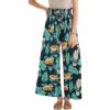 imageGRACE KARIN Womens 2024 Elastic High Waisted Palazzo Pants Loose Casual Wide Leg Lounge Boho Pant Trousers with PocketNavy Green Yellow Print