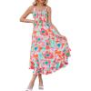imageGRACE KARIN Womens 2025 Summer Floral Boho Dress Square Neck Strapped Swing A Line Beach Long Maxi Outfits ClothesOrange Pink