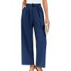 imageGRACE KARIN Womens 2025 Wide Leg Pants Summer Casual Palazzo Flowy Beach Trousers with Pockets Boho Travel OutfitsNavy Blue