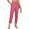 imageGRACE KARIN Womens Casual Work Pants High Waisted Business Dressy Pants Tapered Leg Trousers with PocketsRose Red