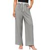 imageGRACE KARIN Womens Pants Wide Leg Pants Color Block Pants Elastic Waist Pants for Women Drawstring Pants with PocketsGrey