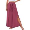 imageGRACE KARIN Womens Wide Leg Pants High Waisted Palazzo Beach Pants Tie Knot Summer Caual Split Flowy Trousers with PocketsPurplish Red