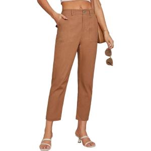 imageGRACE KARIN Womens Casual Work Pants High Waisted Business Dressy Pants Tapered Leg Trousers with PocketsRust Brown
