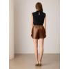 imageGRACE KARIN 2024 Womens Faux Leather Shorts Ruched Wrap Skorts High Elastic Waisted PU Leather SkirtsBrown