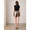 imageGRACE KARIN 2024 Womens Faux Leather Shorts Ruched Wrap Skorts High Elastic Waisted PU Leather SkirtsGold