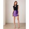 imageGRACE KARIN 2024 Womens Faux Leather Shorts Ruched Wrap Skorts High Elastic Waisted PU Leather SkirtsPurple