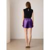 imageGRACE KARIN 2024 Womens Faux Leather Shorts Ruched Wrap Skorts High Elastic Waisted PU Leather SkirtsPurple