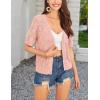 imageGRACE KARIN 2025 Womens Short Sleeve V Neck Cardigans Sweaters Open Front Knit Crochet Button Bolero Shrugs TopsPink