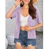 imageGRACE KARIN 2025 Womens Short Sleeve V Neck Cardigans Sweaters Open Front Knit Crochet Button Bolero Shrugs TopsPurple