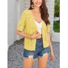 imageGRACE KARIN 2025 Womens Short Sleeve V Neck Cardigans Sweaters Open Front Knit Crochet Button Bolero Shrugs TopsYellow