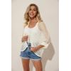 imageGRACE KARIN Lightweight Summer Cardigan for Women 2025 34 Sleeve Tie Front Crochet Sweater Cardigans Oversized Beach CoverupWhite