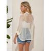 imageGRACE KARIN Lightweight Summer Cardigan for Women 2025 34 Sleeve Tie Front Crochet Sweater Cardigans Oversized Beach CoverupWhite