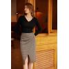 imageGRACE KARIN Plaid Midi Skirts for Women High Waisted Wrap Ruched Bodycon Skirt Fall Pencil Skirts Dressy CasualKhaki Plaid