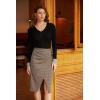 imageGRACE KARIN Plaid Midi Skirts for Women High Waisted Wrap Ruched Bodycon Skirt Fall Pencil Skirts Dressy CasualKhaki Plaid