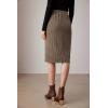 imageGRACE KARIN Plaid Midi Skirts for Women High Waisted Wrap Ruched Bodycon Skirt Fall Pencil Skirts Dressy CasualKhaki Plaid