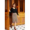 imageGRACE KARIN Plaid Midi Skirts for Women High Waisted Wrap Ruched Bodycon Skirt Fall Pencil Skirts Dressy CasualKhaki Plaid