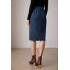 imageGRACE KARIN Plaid Midi Skirts for Women High Waisted Wrap Ruched Bodycon Skirt Fall Pencil Skirts Dressy CasualNavy Blue Plaid