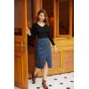 imageGRACE KARIN Plaid Midi Skirts for Women High Waisted Wrap Ruched Bodycon Skirt Fall Pencil Skirts Dressy CasualNavy Blue Plaid