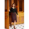 imageGRACE KARIN Plaid Midi Skirts for Women High Waisted Wrap Ruched Bodycon Skirt Fall Pencil Skirts Dressy CasualWine Red Plaid